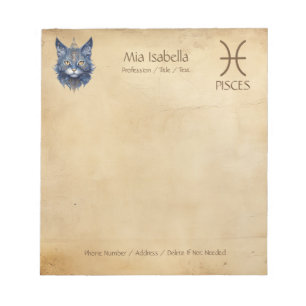 Zodiac Sign Pisces & Celestial Cat - Notepad Notizblock