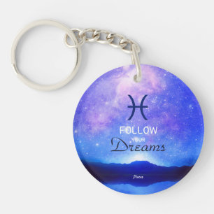 Zodiac Sign Pisces Dreamy Star Sky Quote Schlüsselanhänger