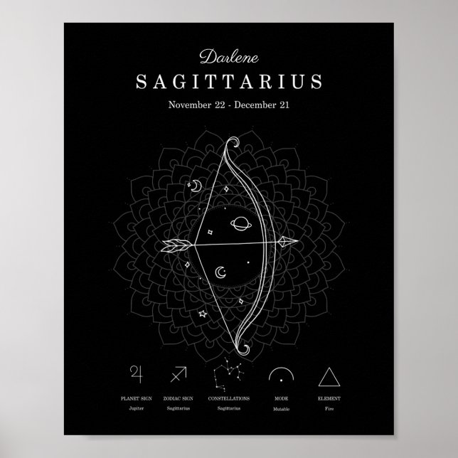 Zodiac Sign Sagittarius Astrologie Personalisieren Poster (Vorne)