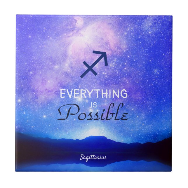 Zodiac Sign Sagittarius Dreamy Sky Quote Fliese (Vorderseite)