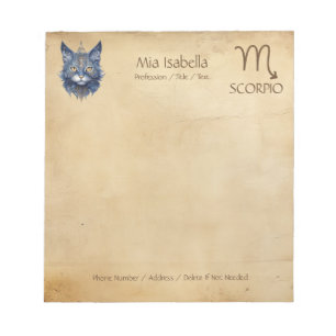 Zodiac Sign Scorpio & Celestial Cat - Notepad Notizblock