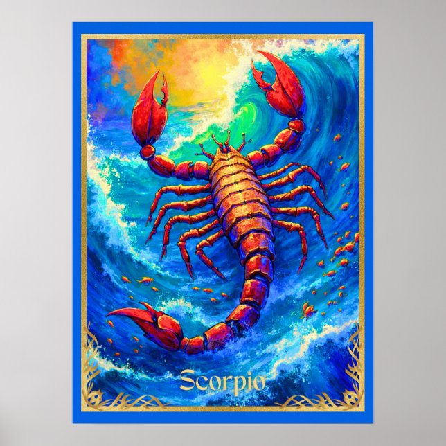 Zodiac Sign Scorpio Emerging from Deep Waters Poster (Vorne)