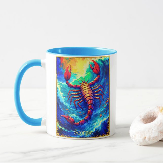 Zodiac Sign Scorpio Emerging from Deep Waters Tasse (Mit Donut)