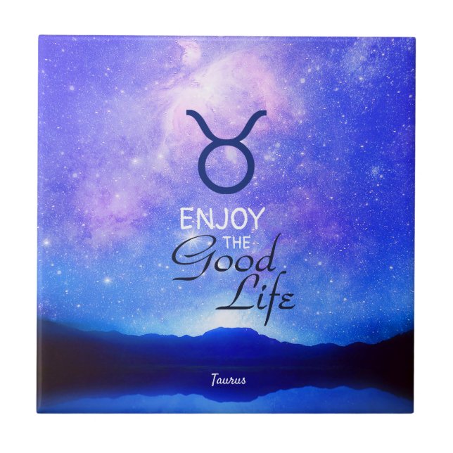 Zodiac Sign Taurus Dreamy Star Sky Quote Fliese (Vorderseite)