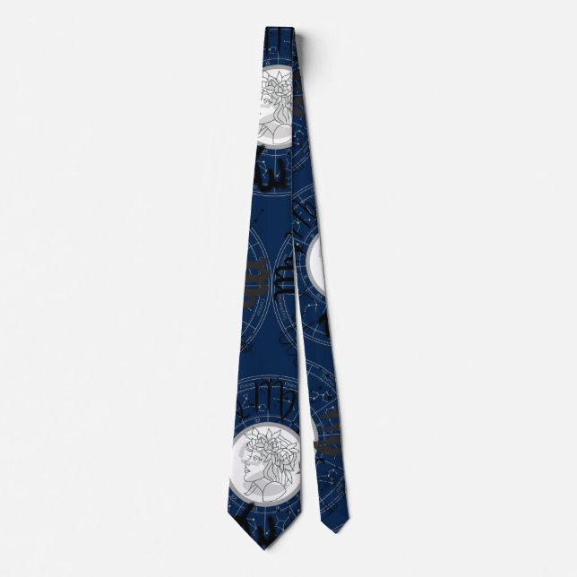 Zodiac Sign - Virgo.b D Blue BG Krawatte (Vorderseite)