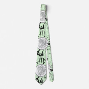 Zodiac Sign - Virgo.w L Green BG Krawatte