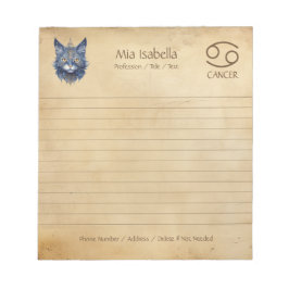 Zodiac-Signalkarzinom und Celestial Cat Notepad Notizblock