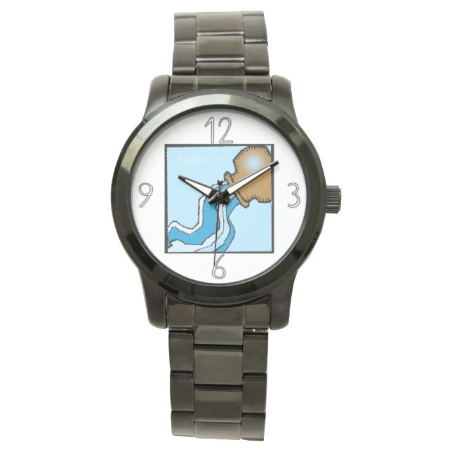 Zodiac Signs Aquarius Birthday Watch Armbanduhr (Vorderseite)
