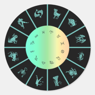 Zodiac Signs Wheel Runder Aufkleber