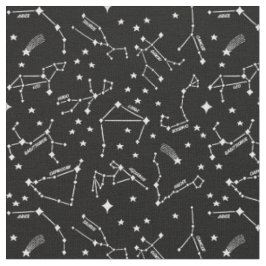 Zodiac Star Maps White on Black Cheeky Hexe® Stoff