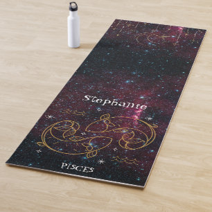 Zodiac Star Sign Fish Monogram Glitzer Yogamatte