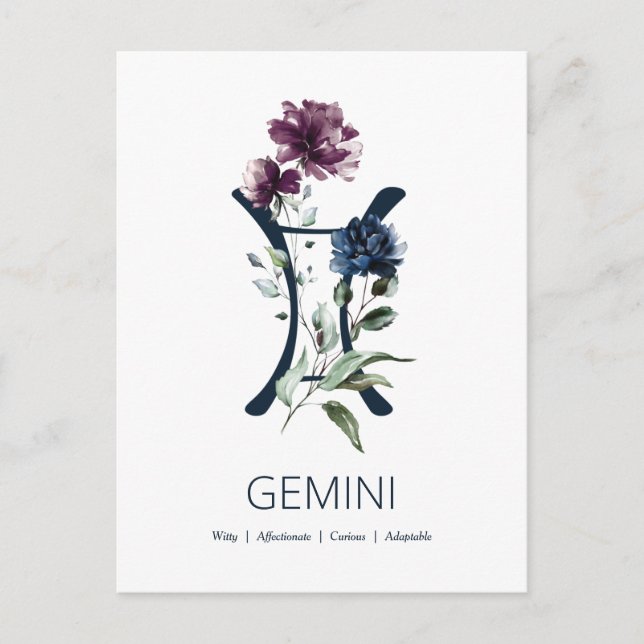 Zodiac Star Sign Gemini Postkarte (Vorderseite)