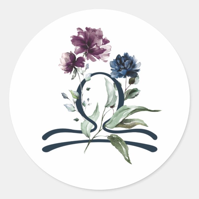 Zodiac Star Sign Libra Runder Aufkleber (Vorderseite)