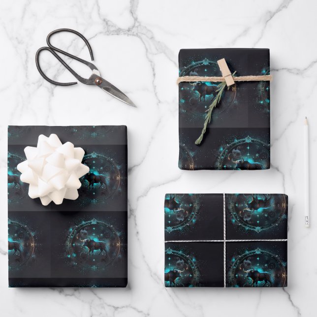 Zodiac Star Symbol Wrapping Paper Sheets Geschenkpapier Set (Vorderseite)