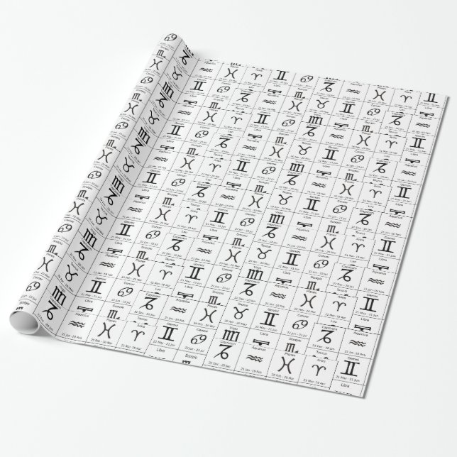 Zodiac Sun Sign Astrologie Kalender Thunder_Cove Geschenkpapier (Ungerollt)