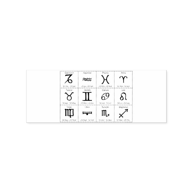 Zodiac Sun Sign Astrologie Kalender Thunder_Cove Gummistempel (Prägung)