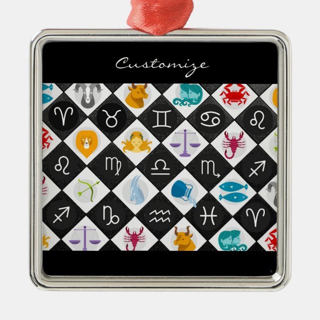 Zodiac Sun Sign Astrologie Kalender Thunder_Cove Ornament Aus Metall (Vorne)