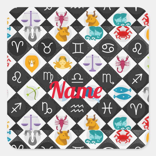 Zodiac Sun Sign Astrologie Kalender Thunder_Cove Quadratischer Aufkleber (Vorderseite)