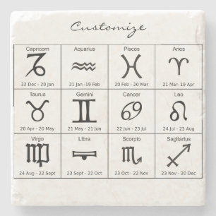 Zodiac Sun Sign Astrologie Kalender Thunder_Cove Steinuntersetzer
