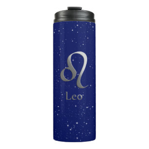 Zodiac-Symbol für Leo auf Deep Midnight Blue Thermosbecher