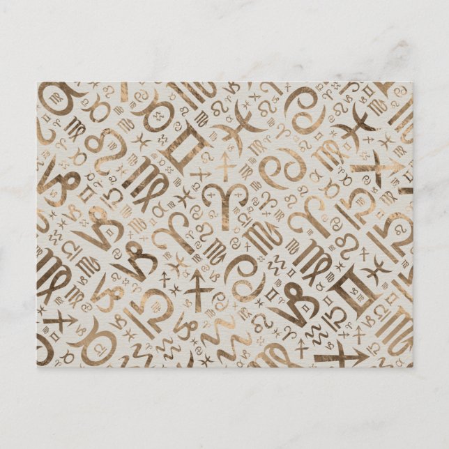 Zodiac-Symbol-Glyphen Pastellgold Postkarte (Vorderseite)