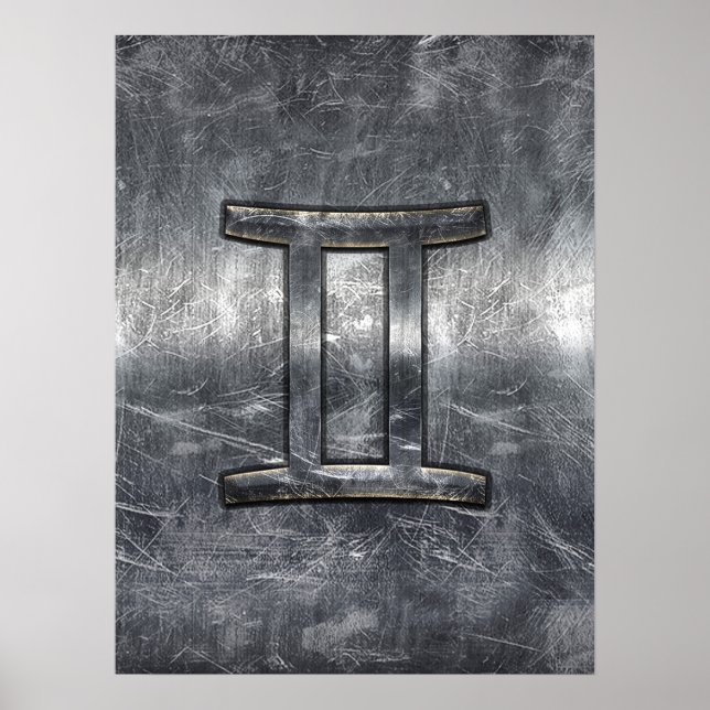 Zodiac-Symbol in Grunge Beändigter Stil Poster (Vorne)