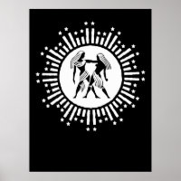 Zodiac-Symbol mit schwarzen Sternen und Weiß