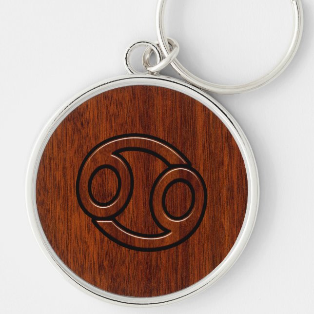 Zodiac Symbol on Mahogany Style Decor Schlüsselanhänger (Vorne)