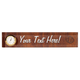 Zodiac Symbol on Mahogany Style Namensplakette