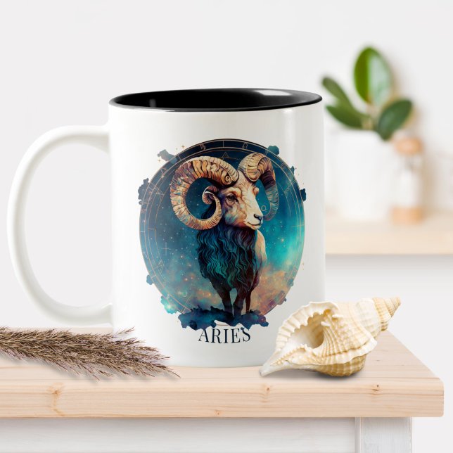 Zodiac Symbol Ram Celestial Fantasy Aries Zweifarbige Tasse (Von Creator hochgeladen)