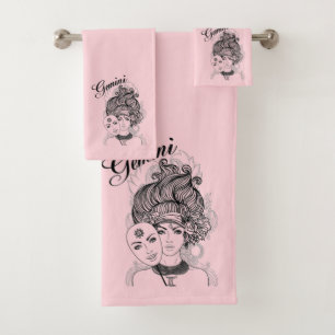 Zodiac-Symbol und Pink-Zeichen Badhandtuch Set