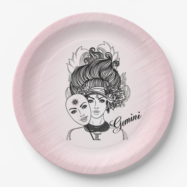 Zodiac-Symbol und Pink-Zeichen Pappteller (Vorderseite)