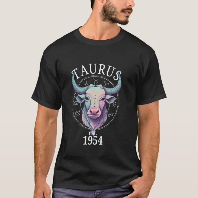 Zodiac Taurus Bull Geboren 1954 T-Shirt (Vorderseite)