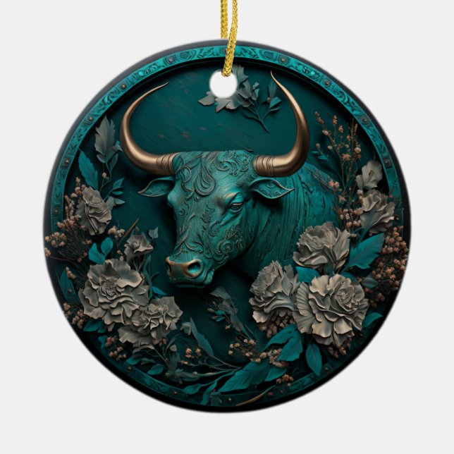 Zodiac Taurus Metal Art Keramik Ornament (Vorne)