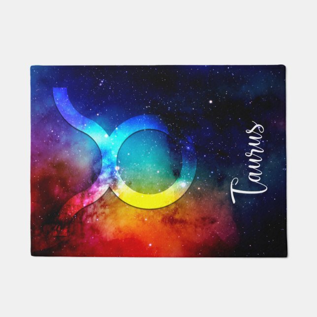 Zodiac: Taurus Space Rainbow Fußmatte (Vorderseite)