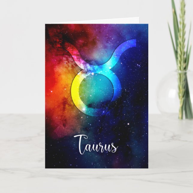 Zodiac: Taurus Space Rainbow Karte (Vorderseite)