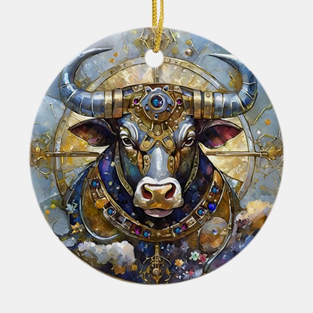 Zodiac - Taurus The Bull Keramik Ornament (Vorne)