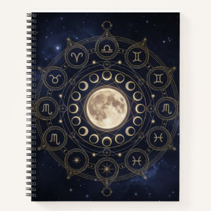 Zodiac- und Mondphasen-Himmelsjournal Notizbuch