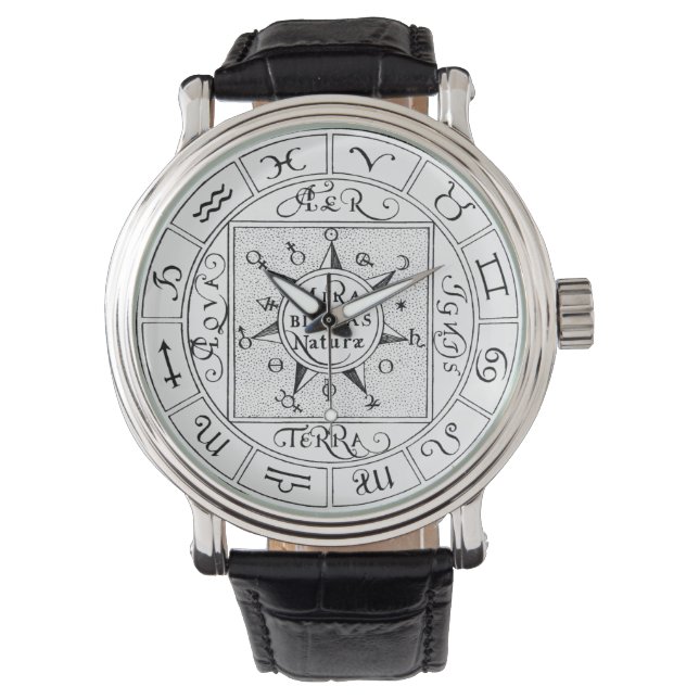 Zodiac und Planet Symbols Mandala Armbanduhr (Vorderseite)