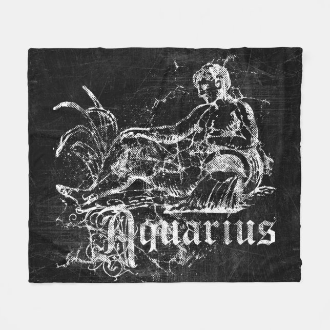 Zodiac Vintag Aquarius Fleecedecke (Vorderseite (Horizontal))