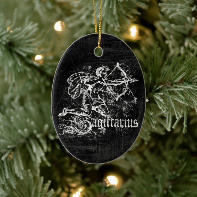Zodiac Vintag Sagittarius Keramik Ornament (Baum)