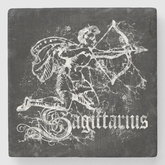 Zodiac Vintag Sagittarius Steinuntersetzer (Vorderseite)