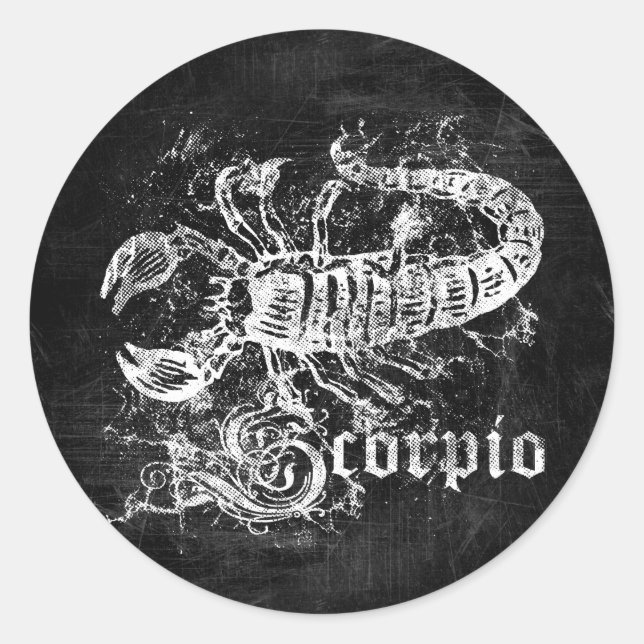 Zodiac Vintag Scorpio Runder Aufkleber (Vorderseite)