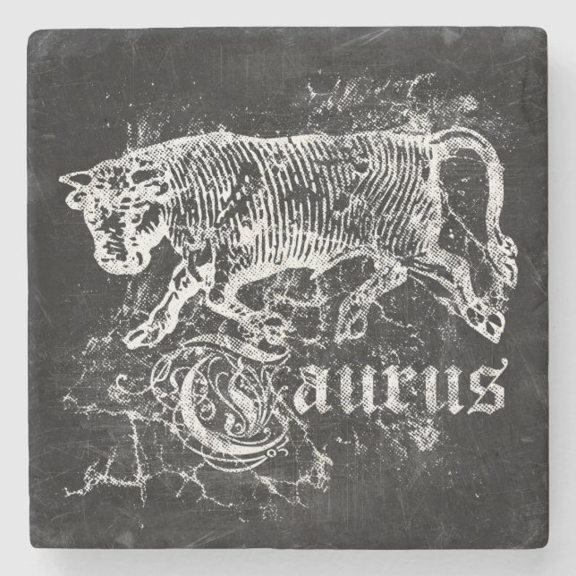 Zodiac Vintag Taurus Steinuntersetzer (Vorderseite)