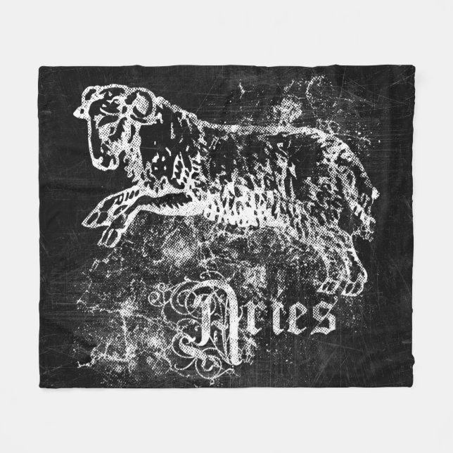 Zodiac Vintage Widder Fleecedecke (Vorderseite (Horizontal))