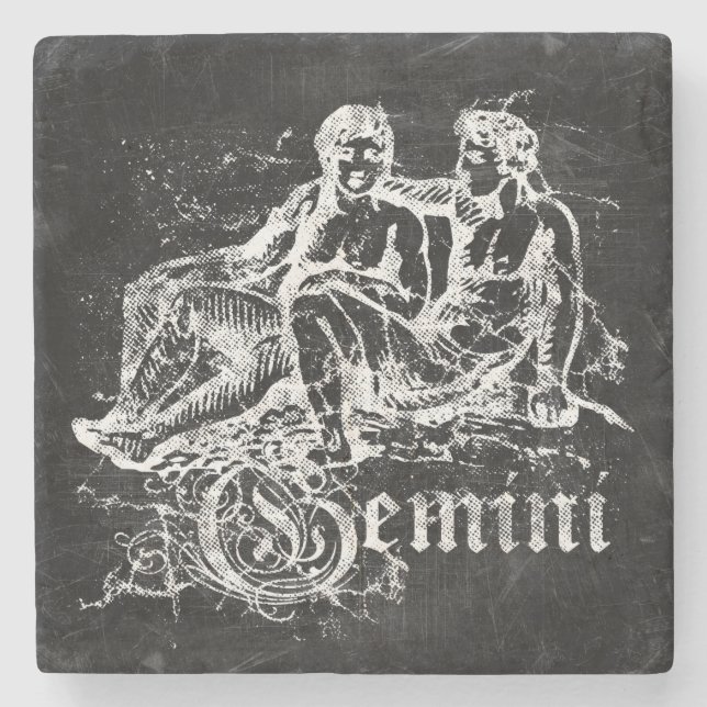 Zodiac Vintage Zwillinge Steinuntersetzer (Vorderseite)