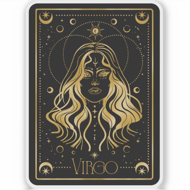 Zodiac Virgo Astrologische Schwarz-Gold-Aufkleber Aufkleber (Vorderseite)