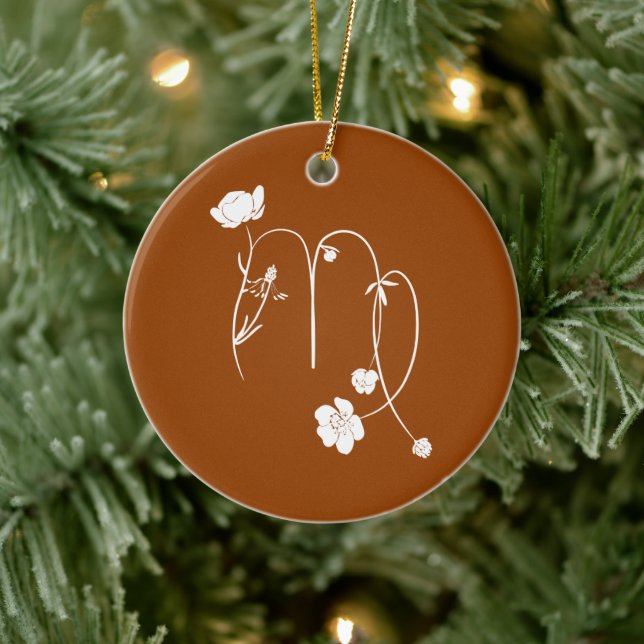 Zodiac Virgo Blume Keramik Ornament (Baum)