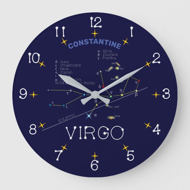 Zodiac Virgo Große Wanduhr (Vorderseite)