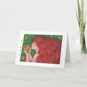 Zodiac Virgo "Happy Birthday" weiße Grenzkarte Karte